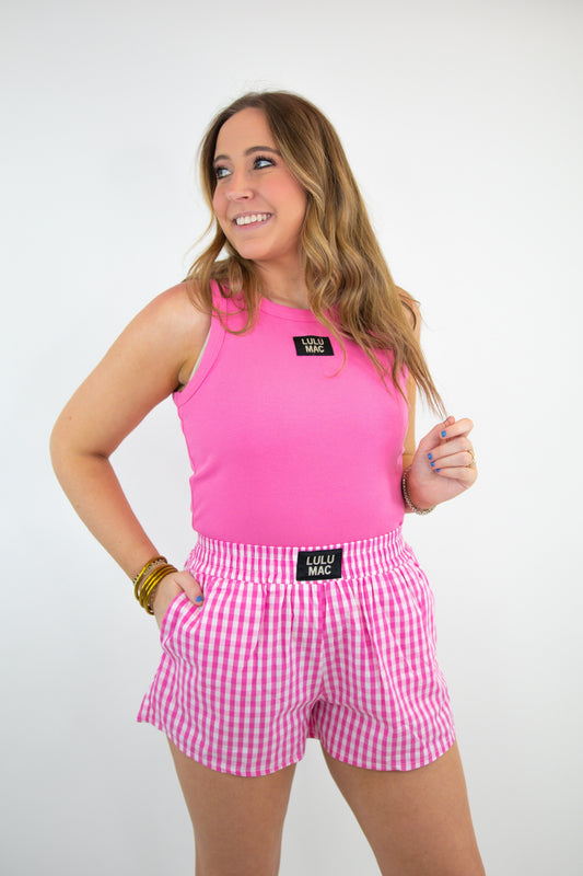 Pink Striped Boxer Lulu Mac Shorts