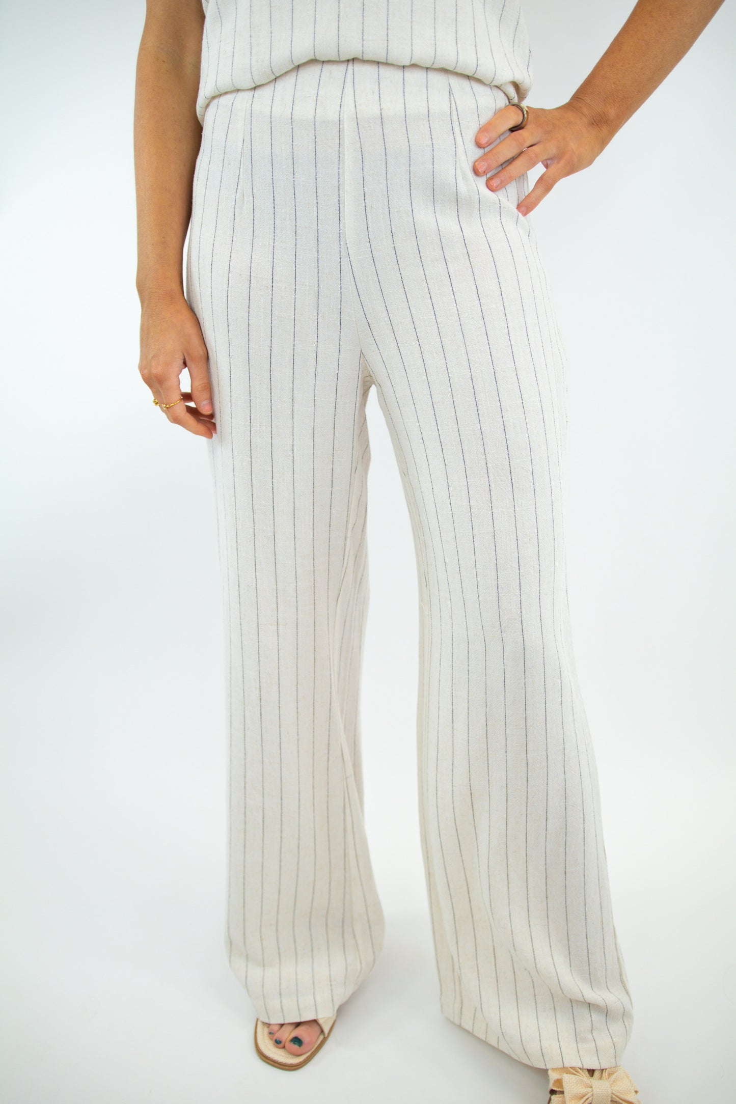 Natural Striped Linen Pants