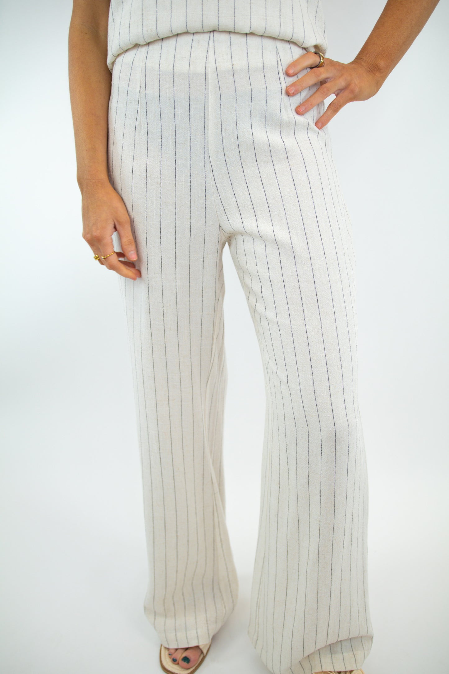 Natural Striped Linen Pants