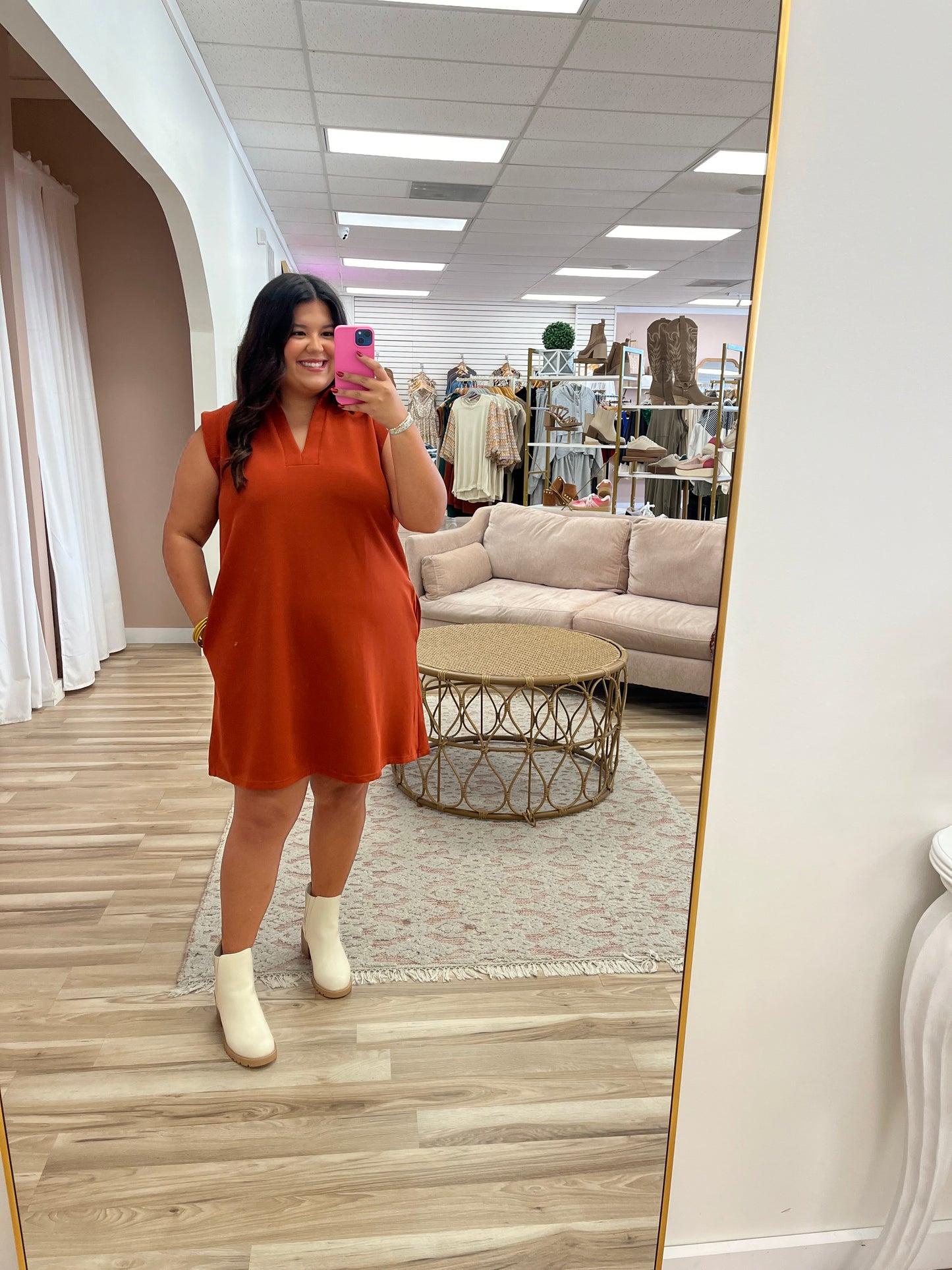 Ribbed Collared Dress - Curvy