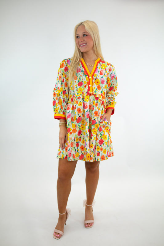 Spring Florals Yellow Dress