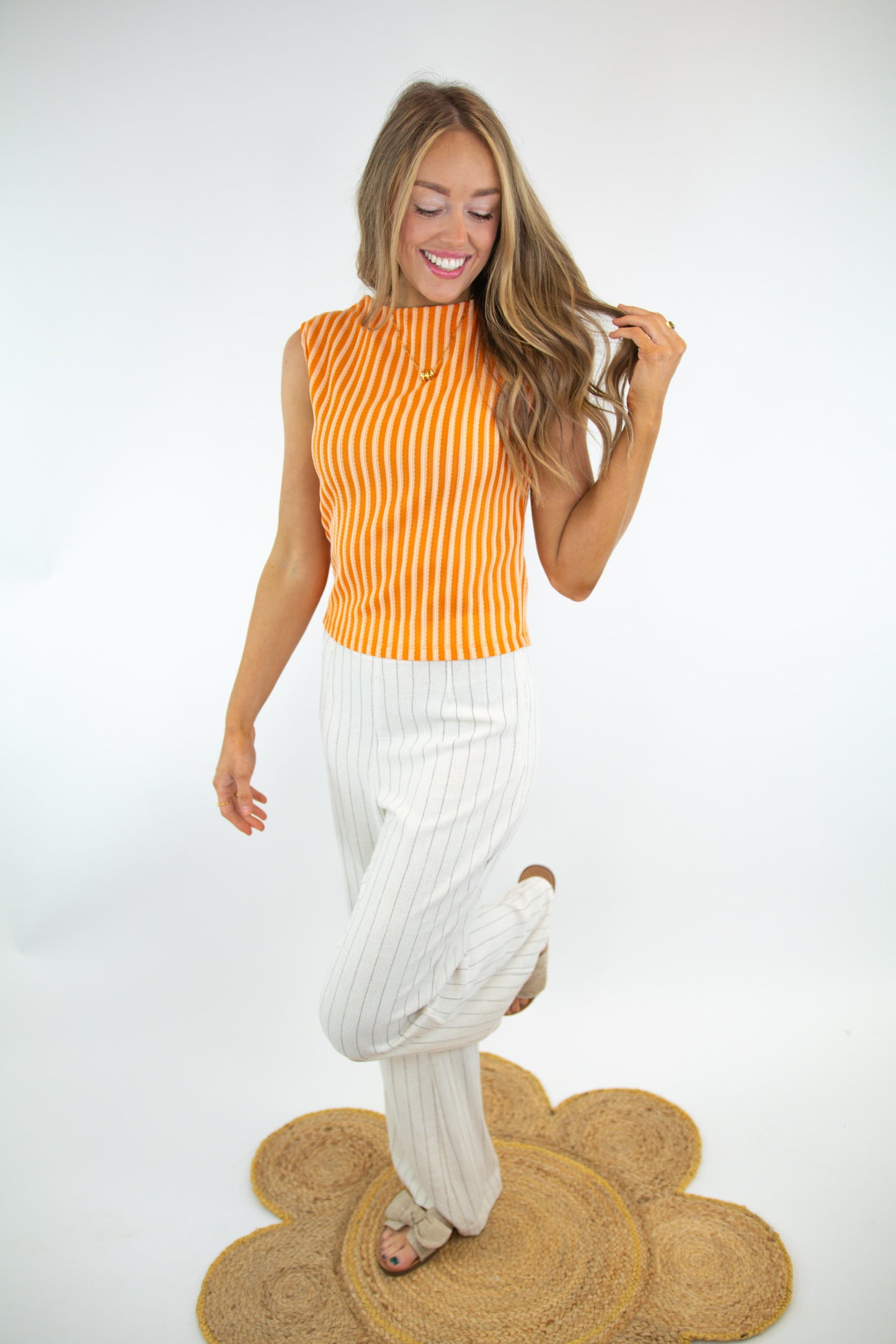 Natural Striped Linen Pants