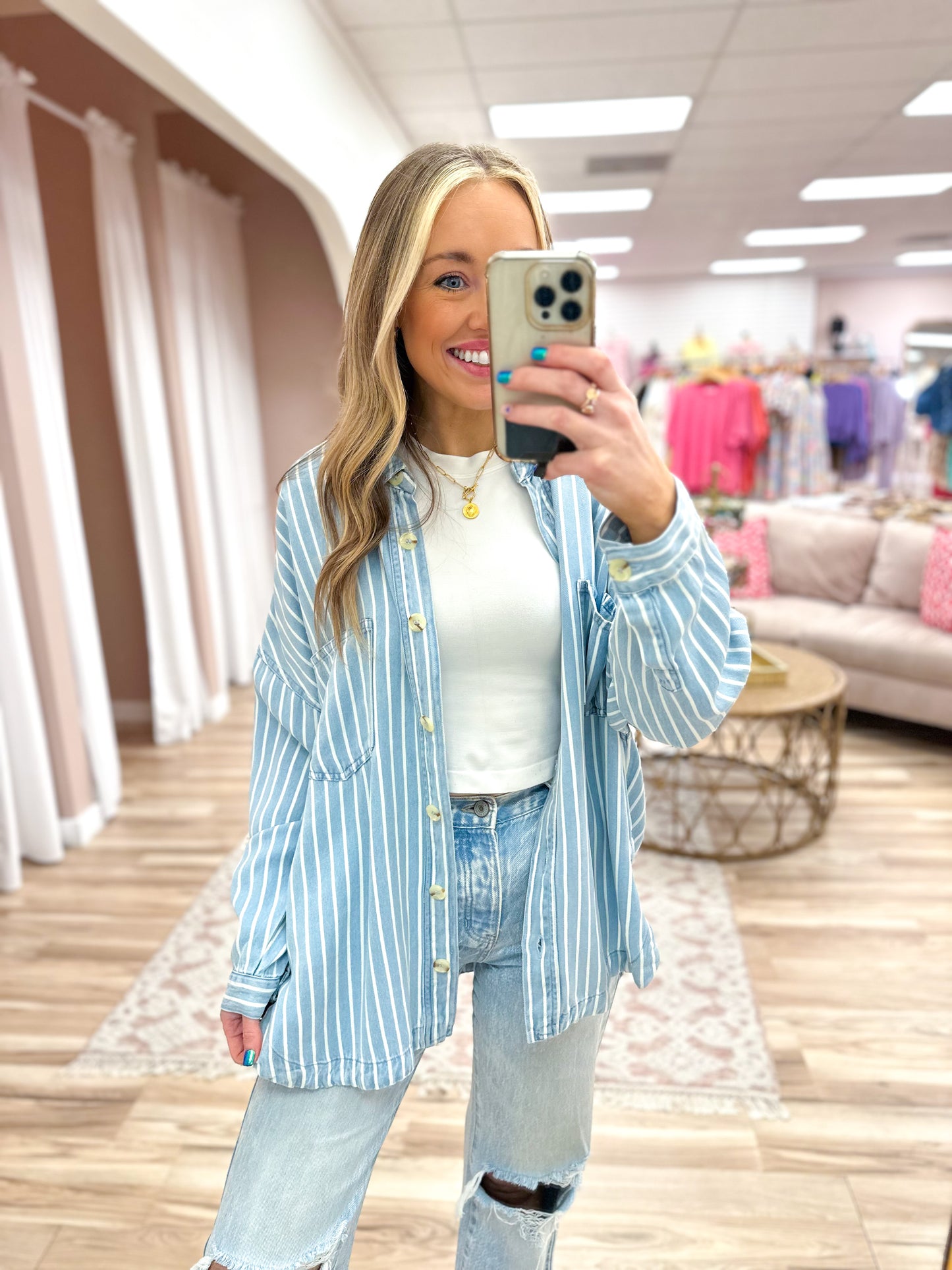 Striped Denim Shacket