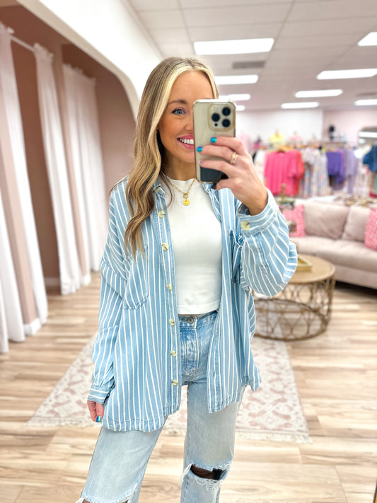 Striped Denim Shacket