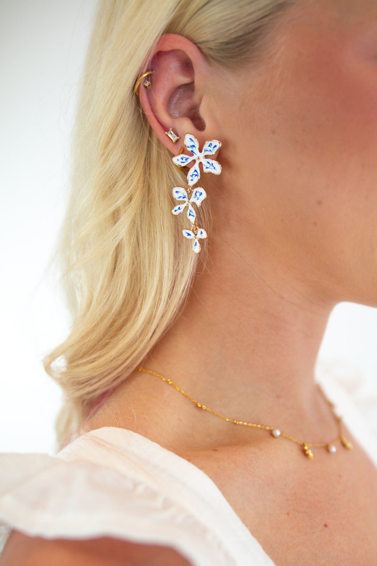 Floral Ceramic Flower Trio Earrings