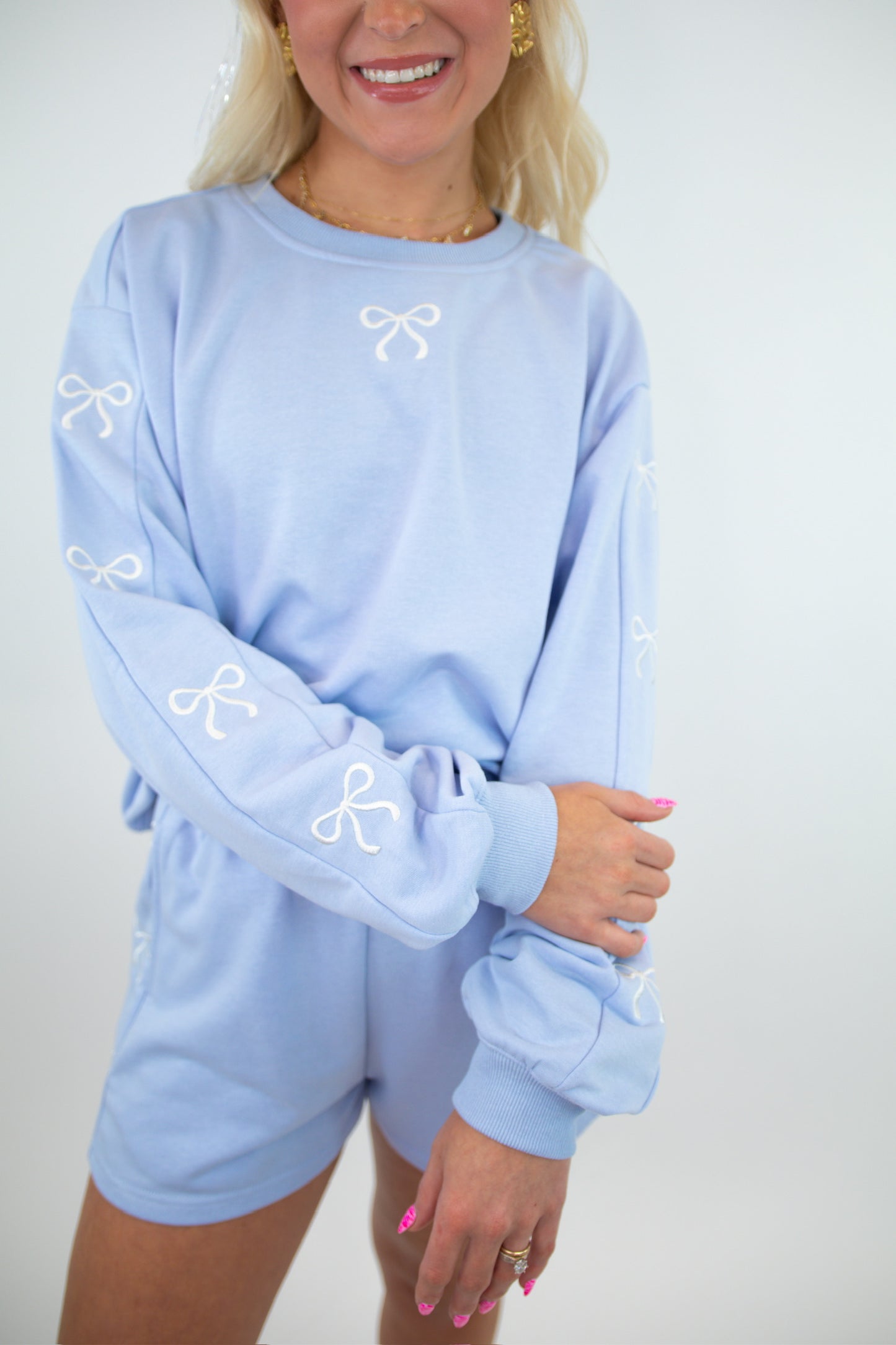 Embroidered Ribbon Bow Pullover