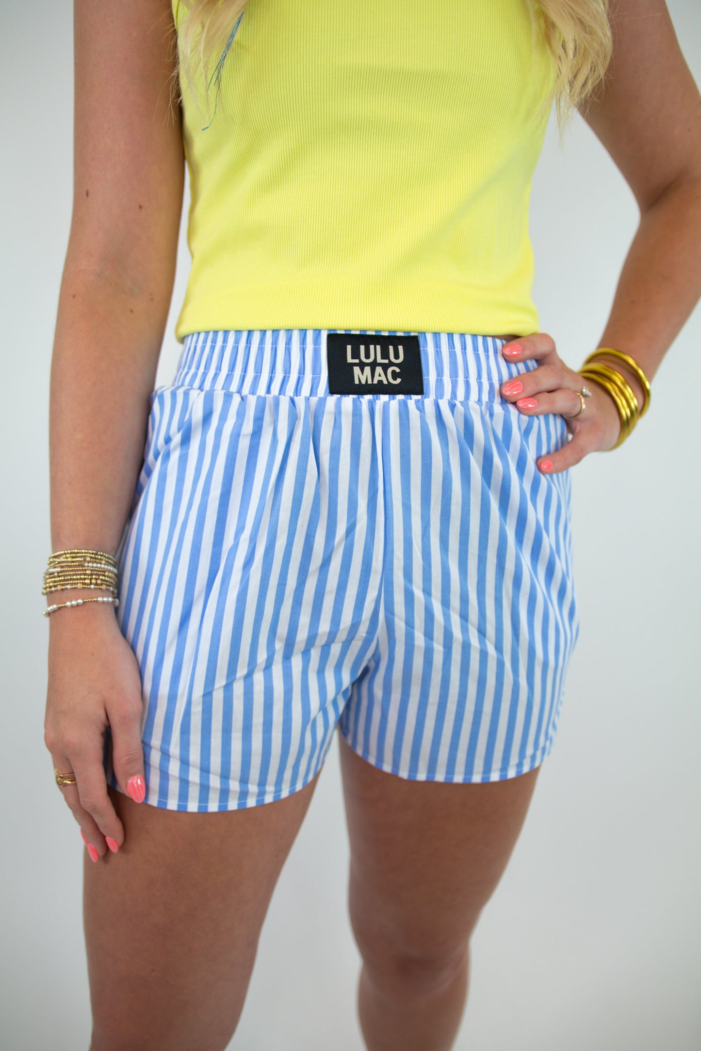 Blue Striped LULU MAC Shorts
