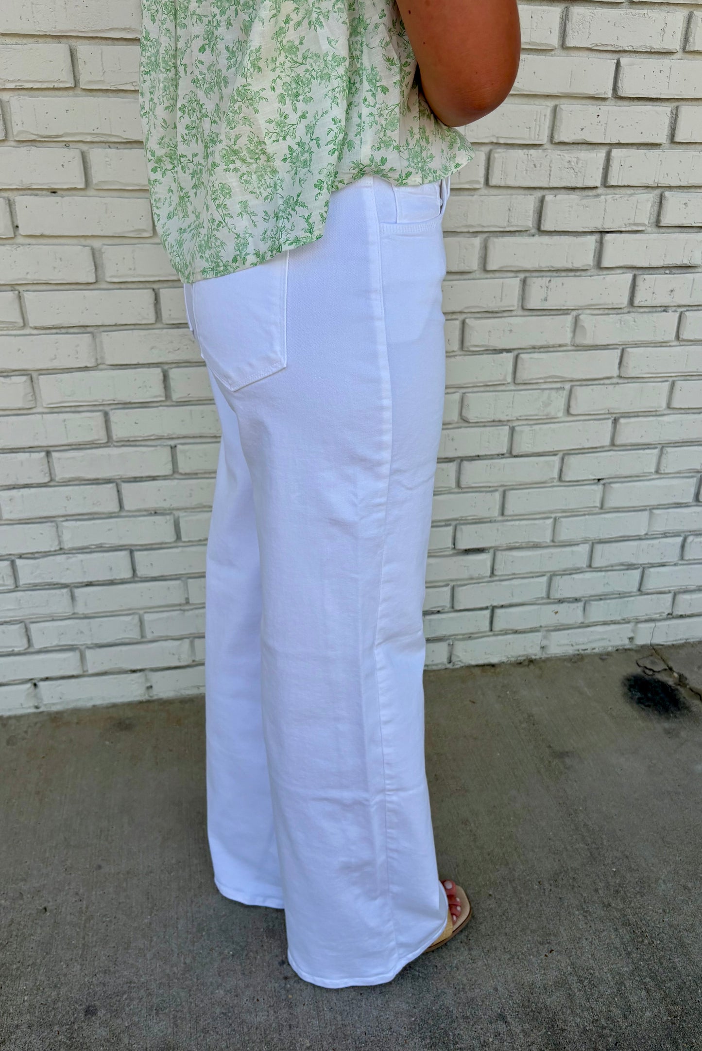 White Stretchy Wide Leg Jean