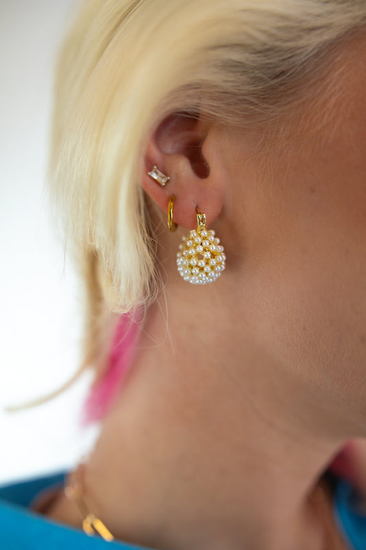 Pearl Mesh Hoop Earrings