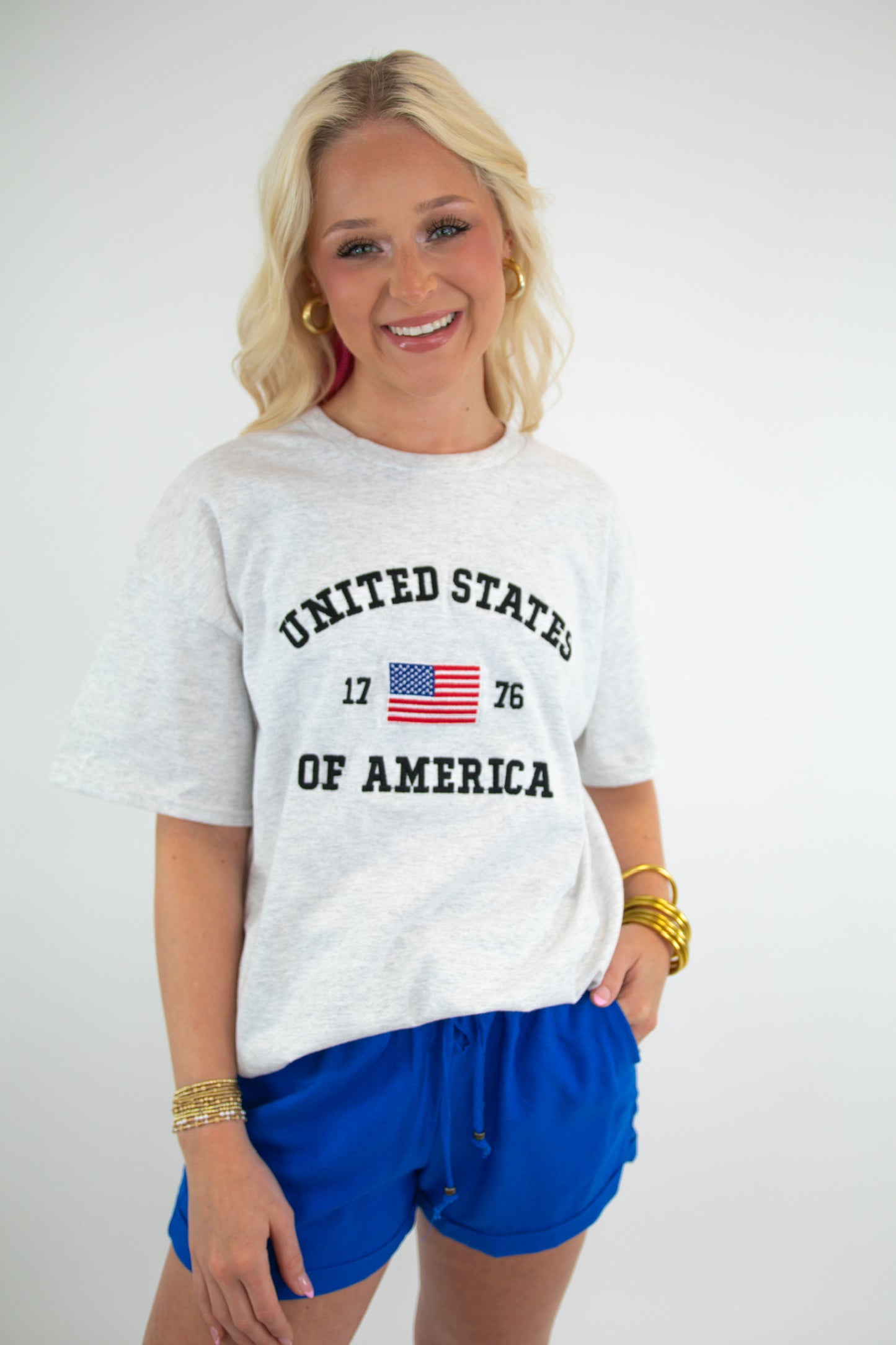 Embroidered USA 1776 Graphic Tee