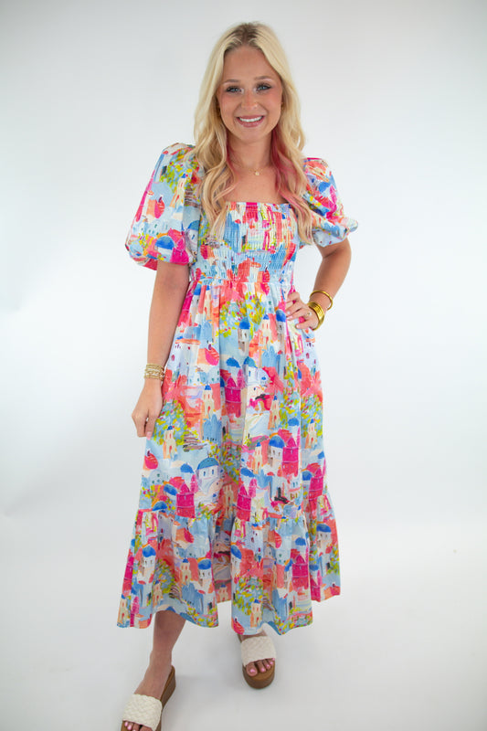 Mediterranean Coastline Vacay Dress