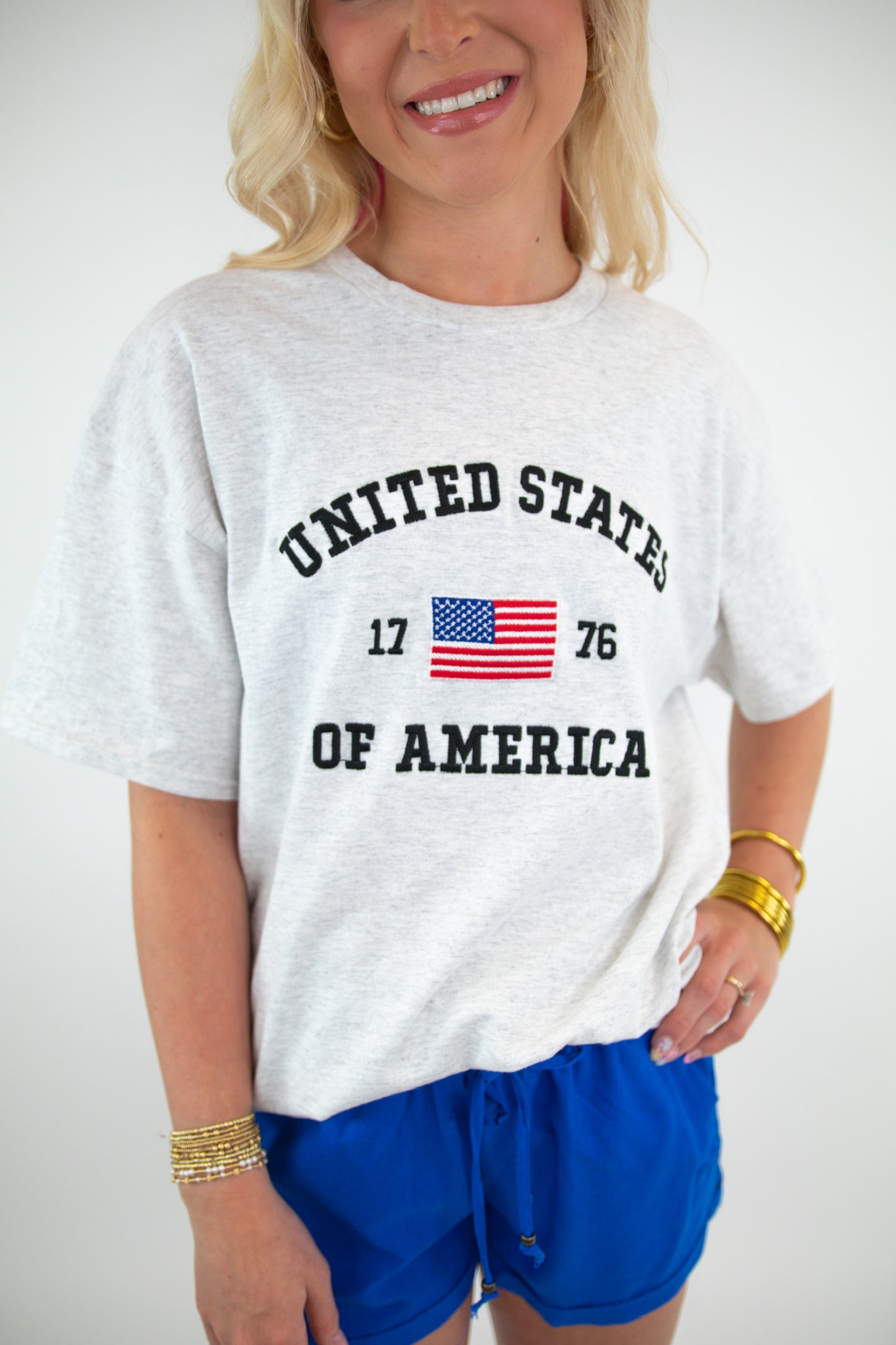 Embroidered USA 1776 Graphic Tee