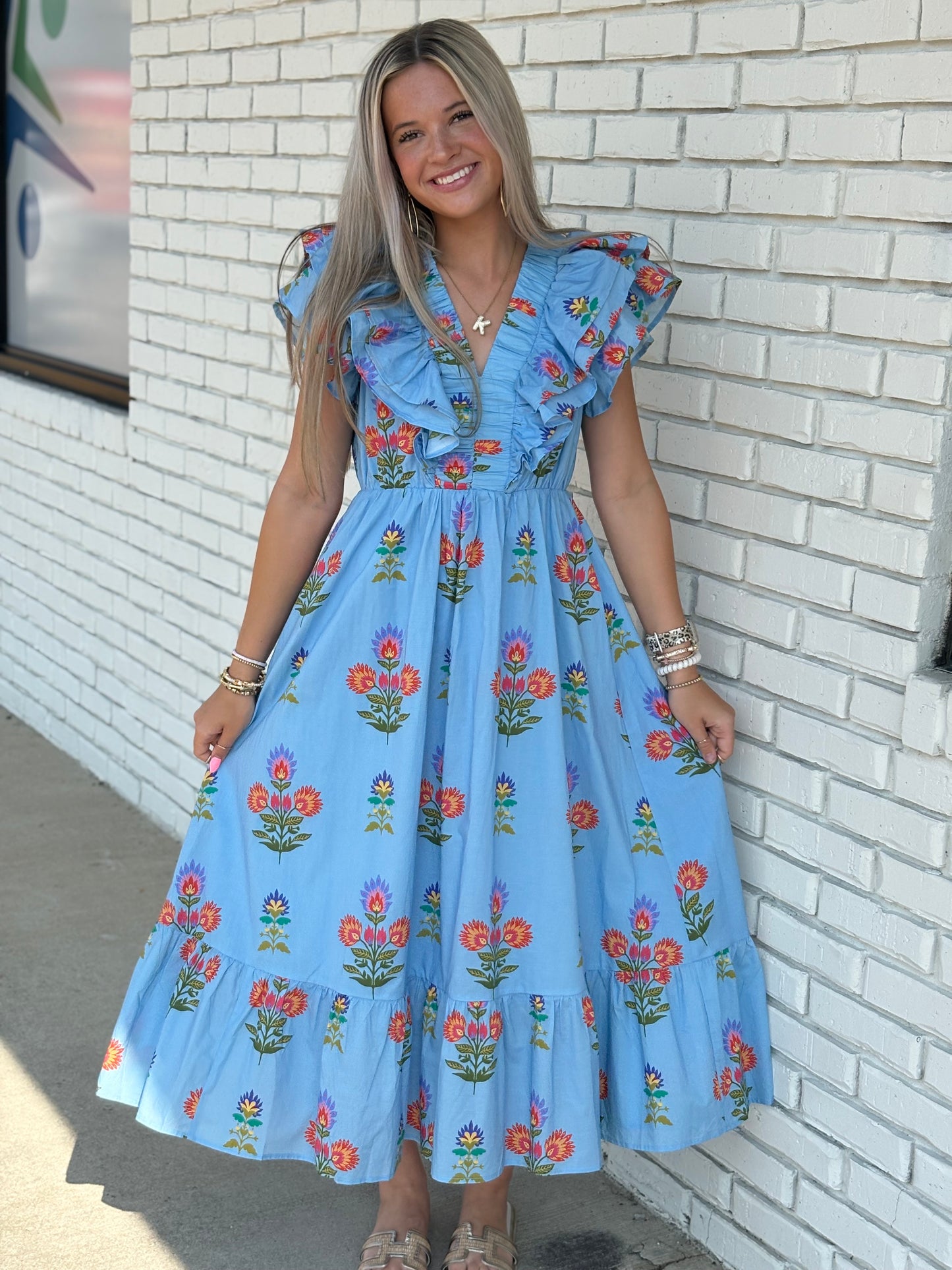 Blue Floral Maxi Dress
