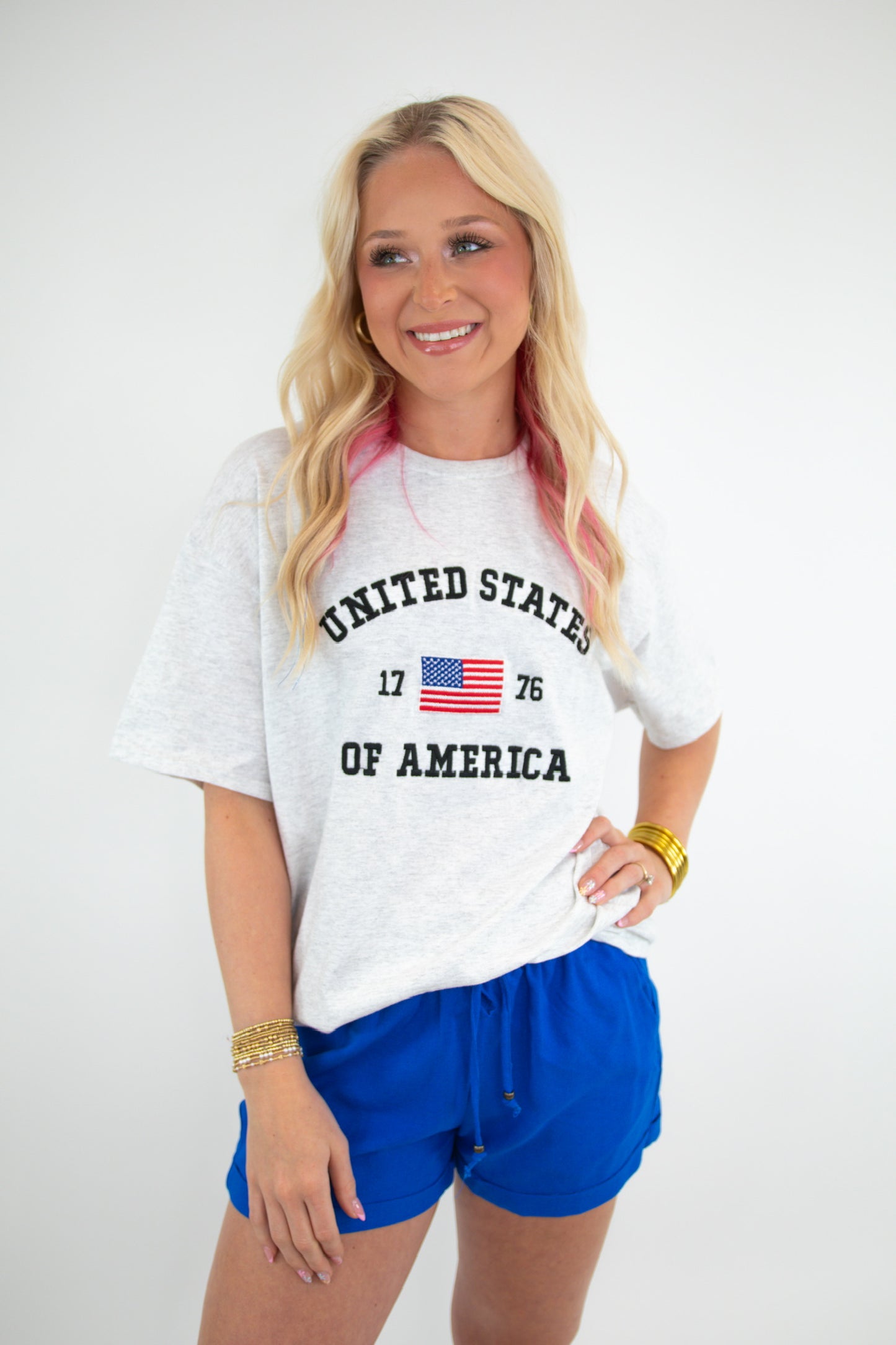 Embroidered USA 1776 Graphic Tee