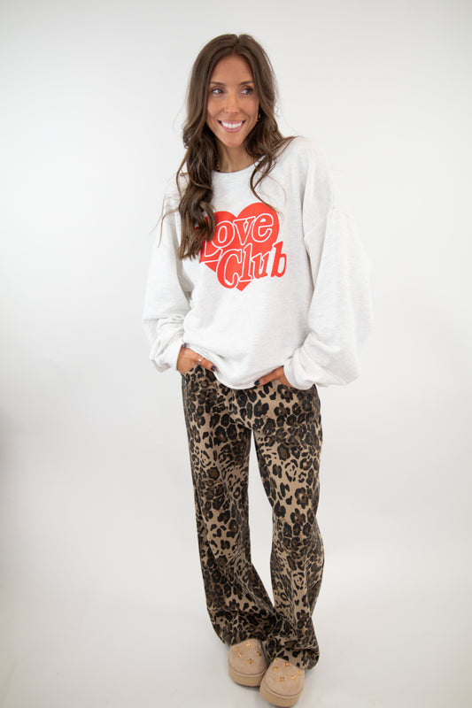 Gray "Love Club" Heart Sweatshirt
