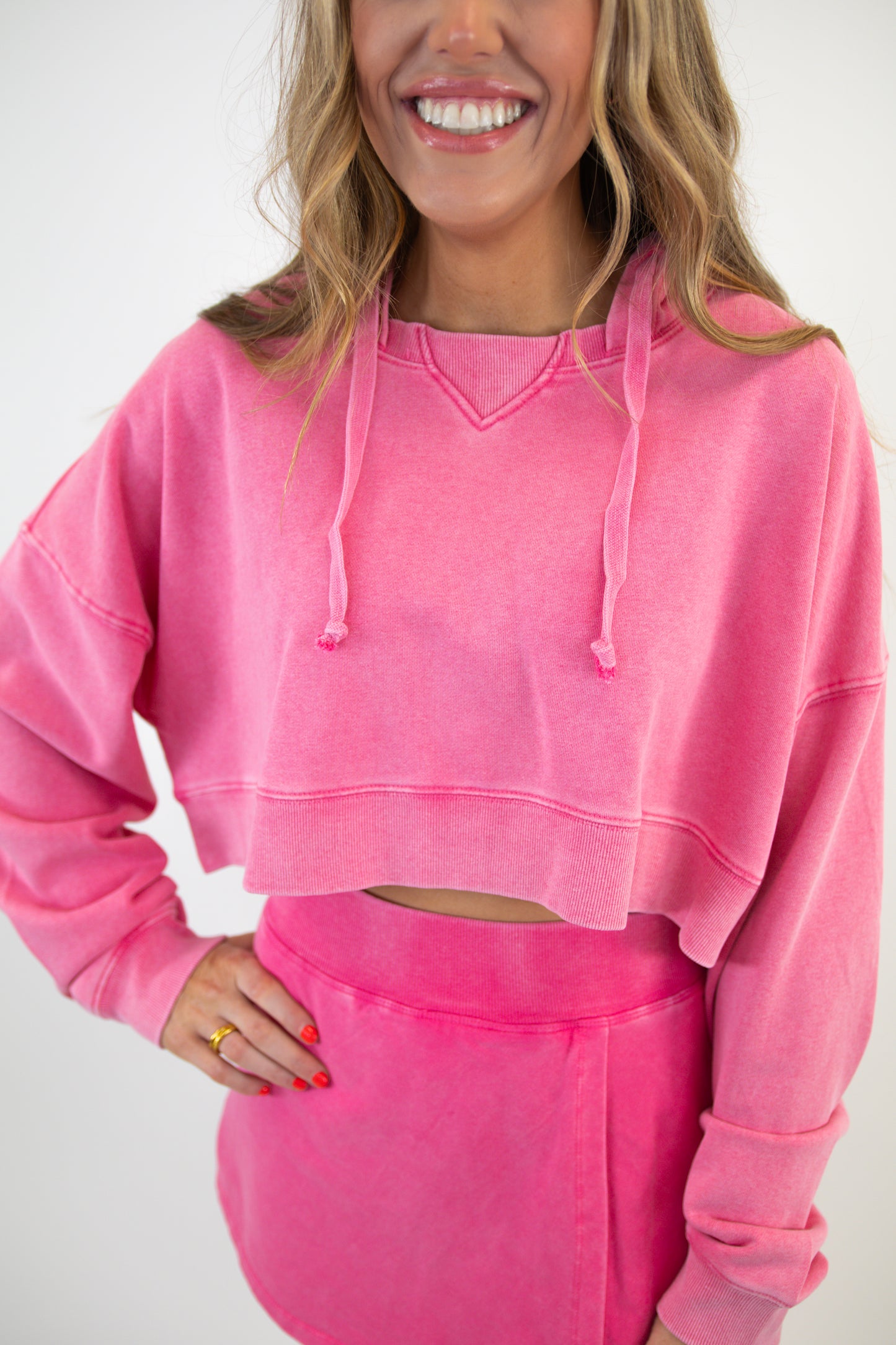 Pink Mineral Wash Pullover Hoodie