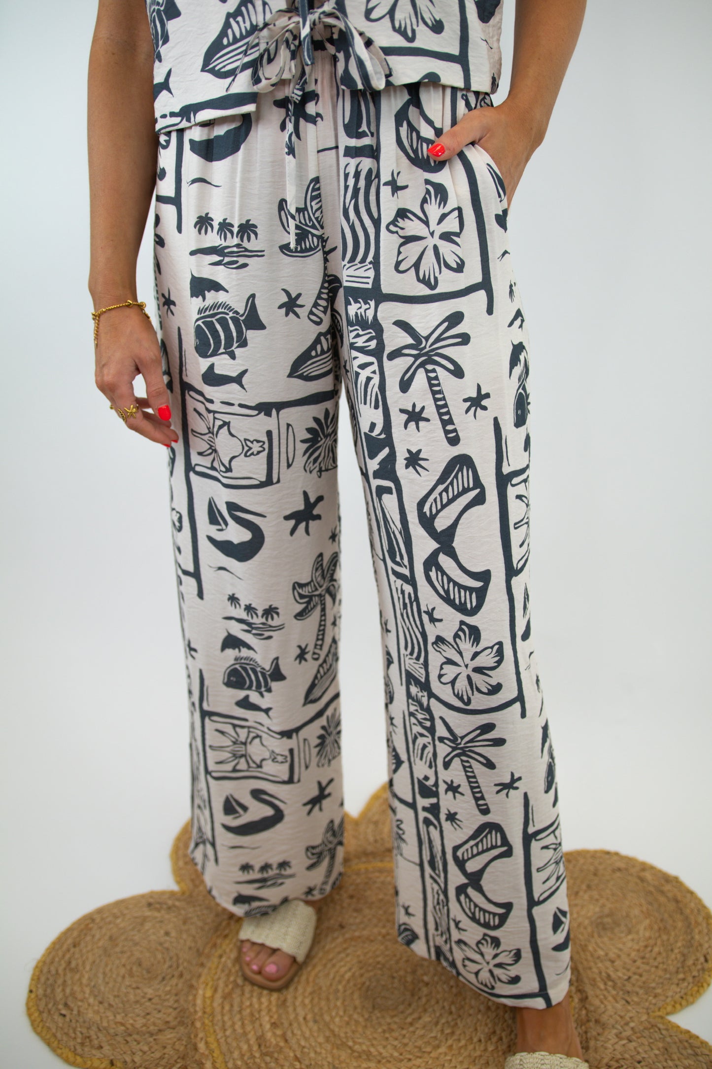 Charcoal Beachy Print Pants
