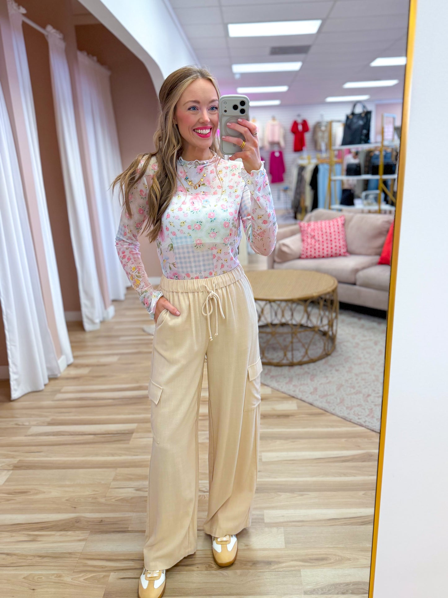 Floral Patchwork Mesh Top