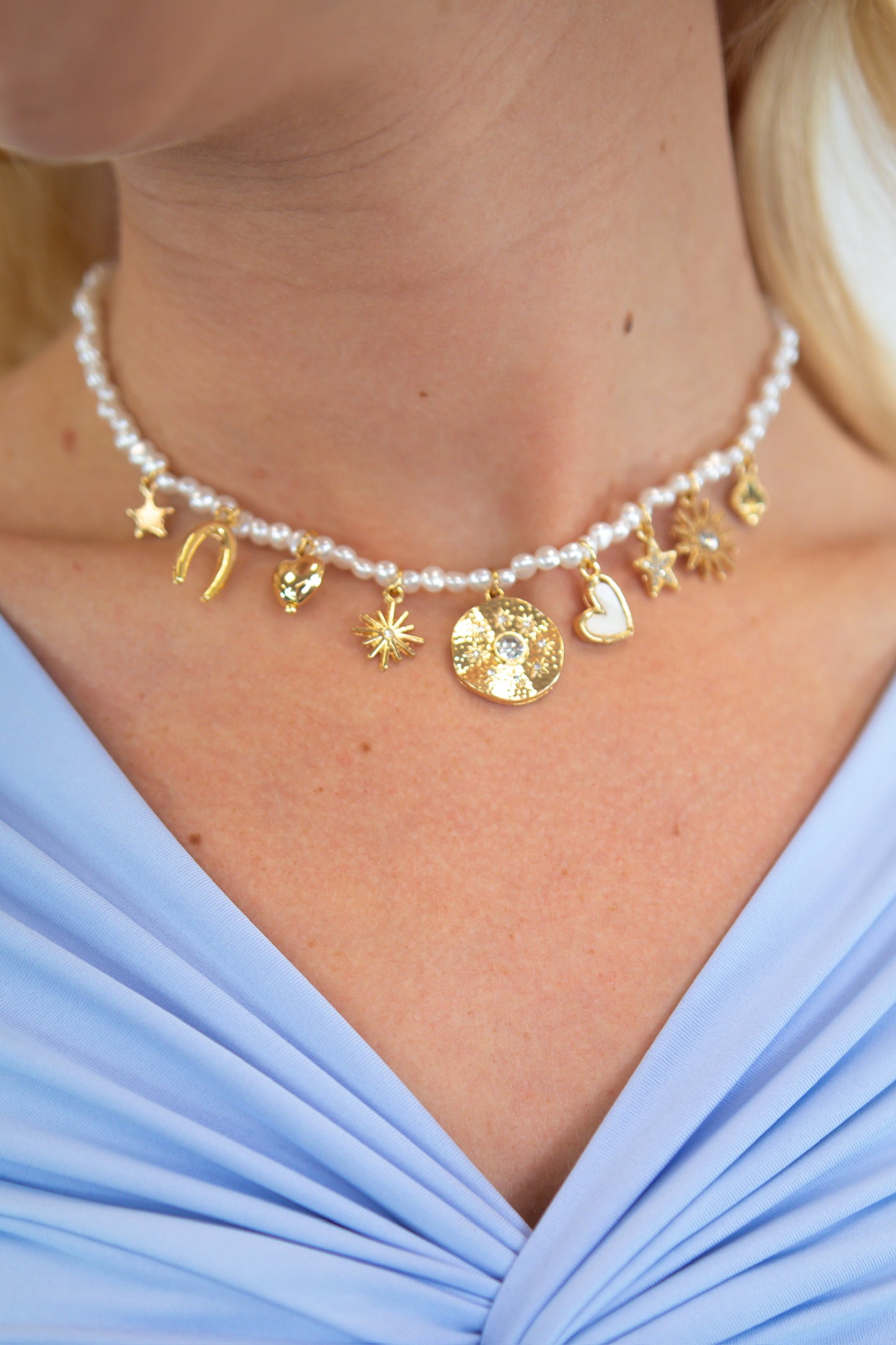 Pearl Multi Charm Necklace