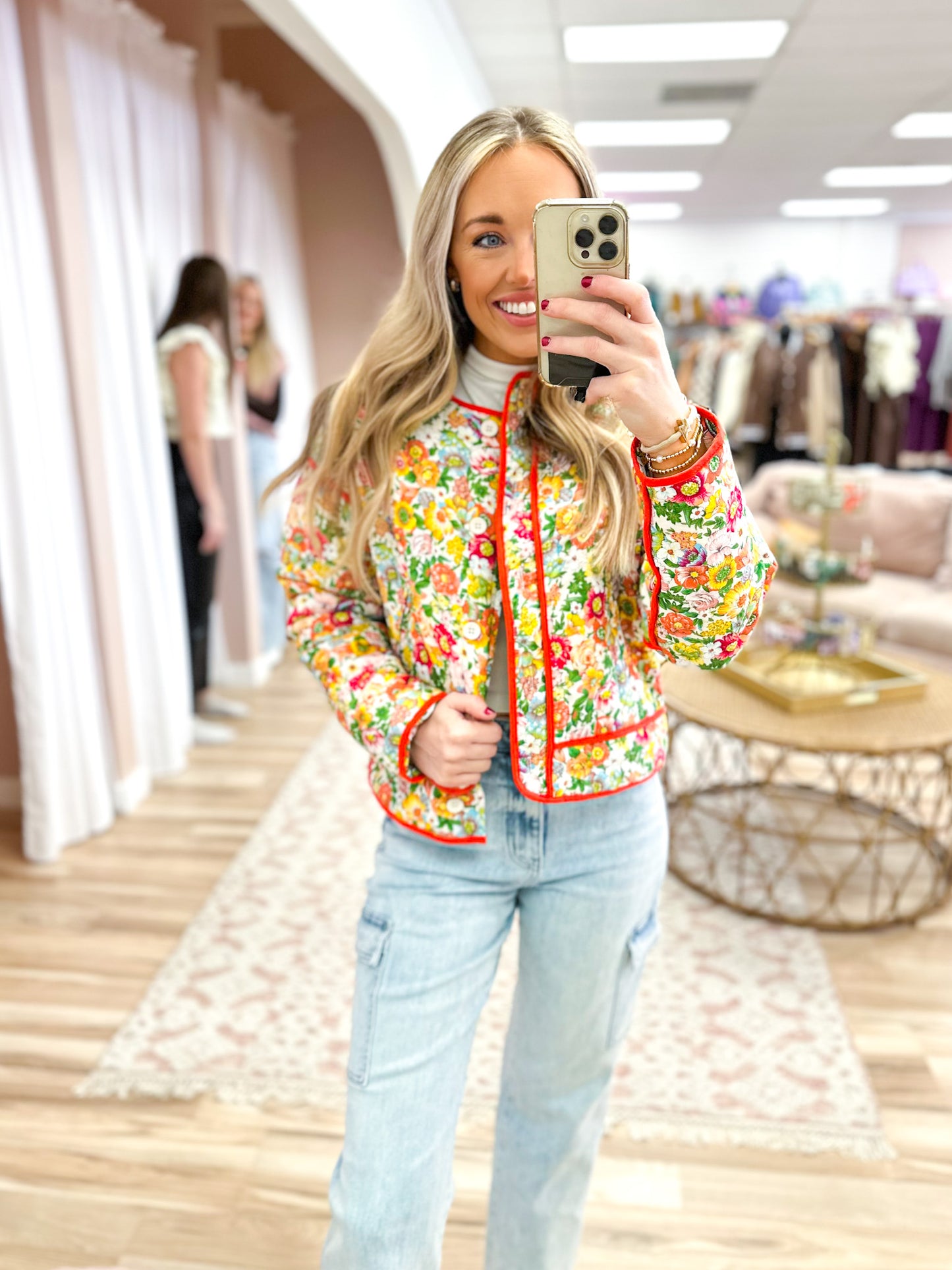 Ivory Floral Quilted Jacket