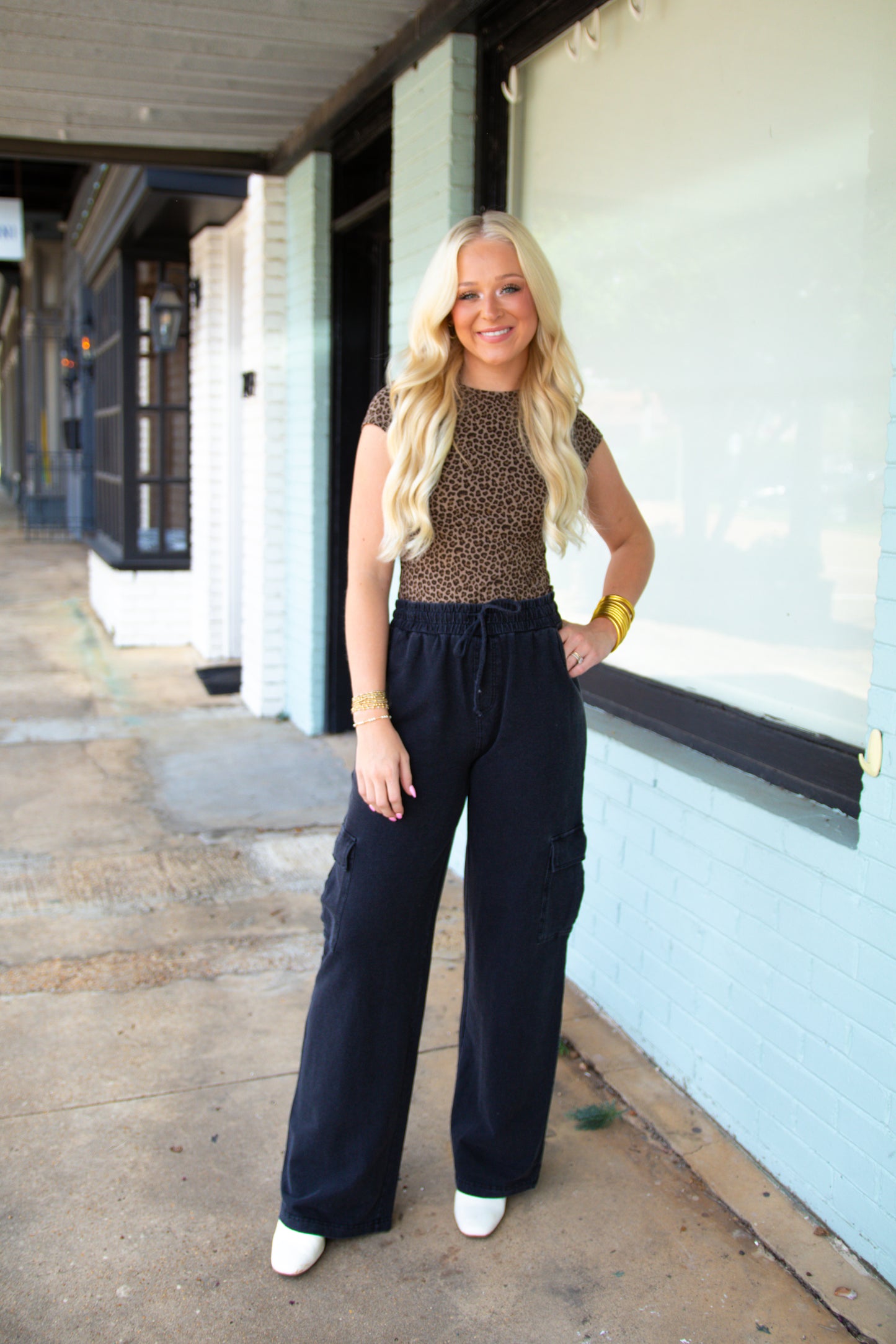 Black Mineral Wash Wide Leg Cargo Pants