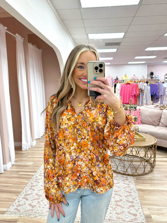 Orange Mix Floral Top