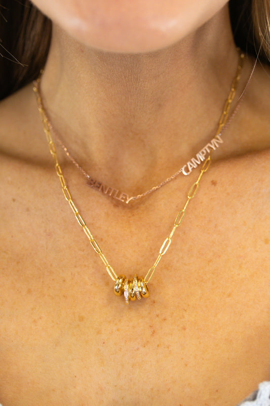 Gold Chain Link Circle Necklace