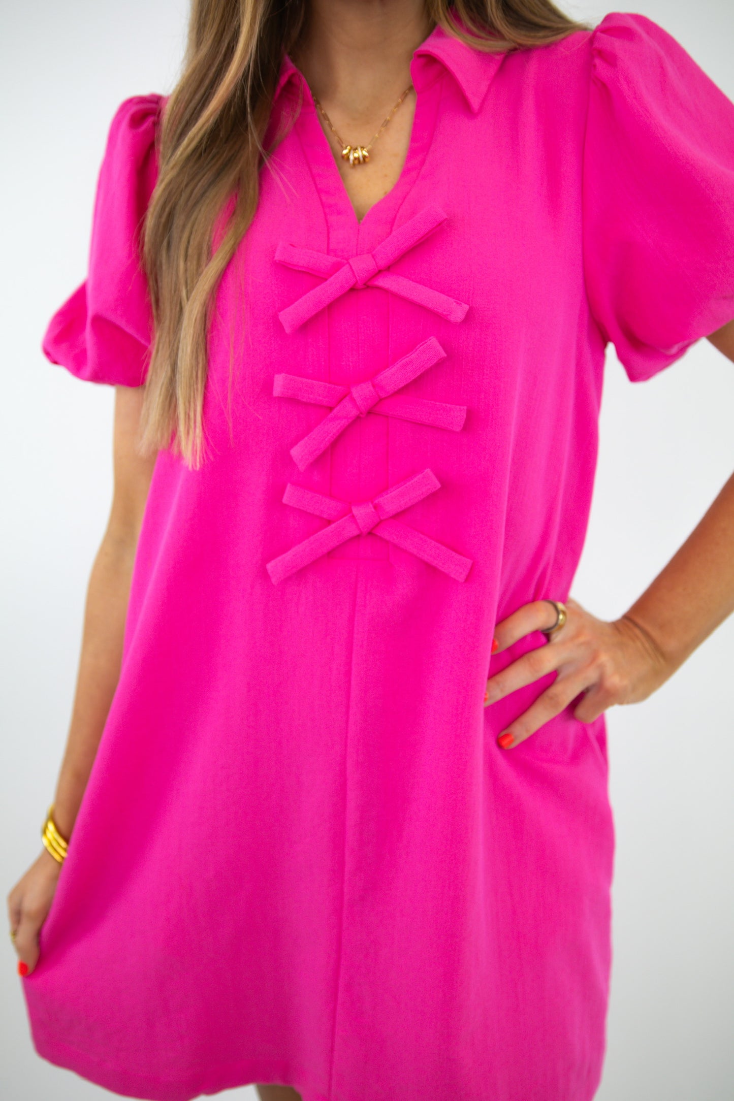 Pink Bow Detail Dress