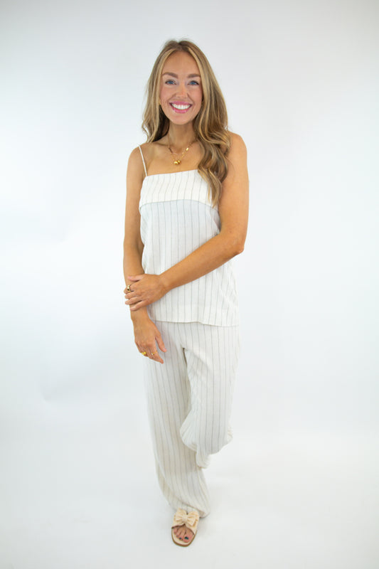 Natural Striped Linen Pants