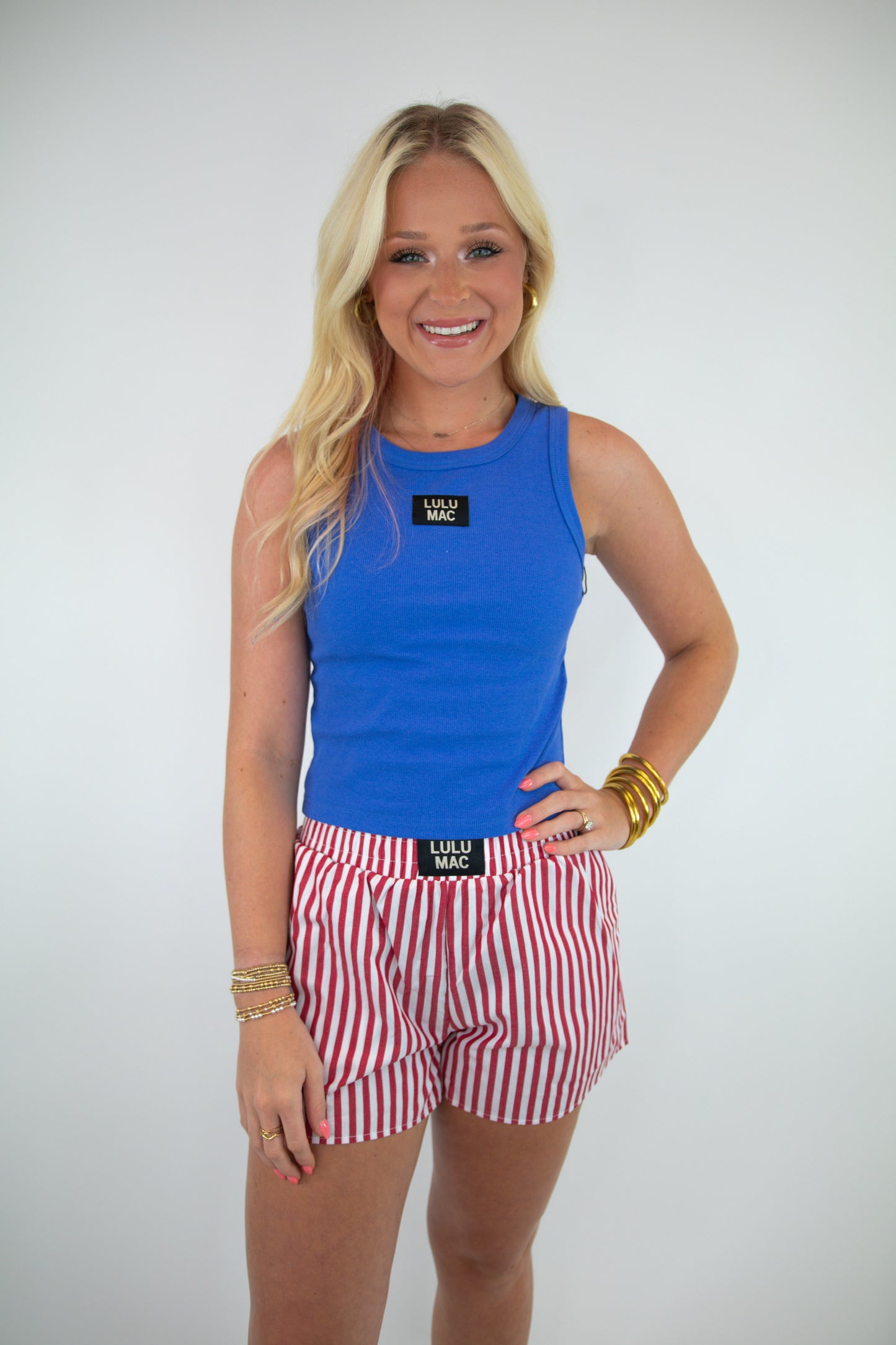 Red Striped Lulu Mac Shorts
