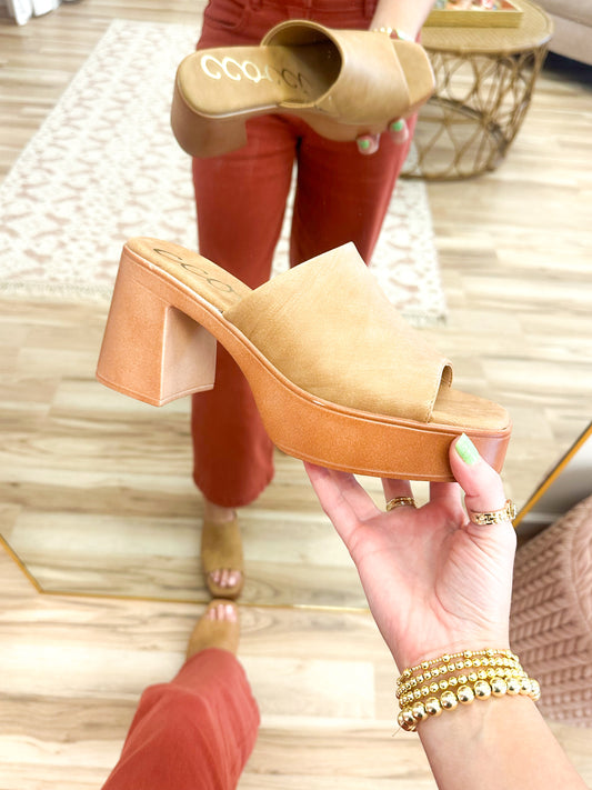 Desert Sand Open Toe Chunky Heel