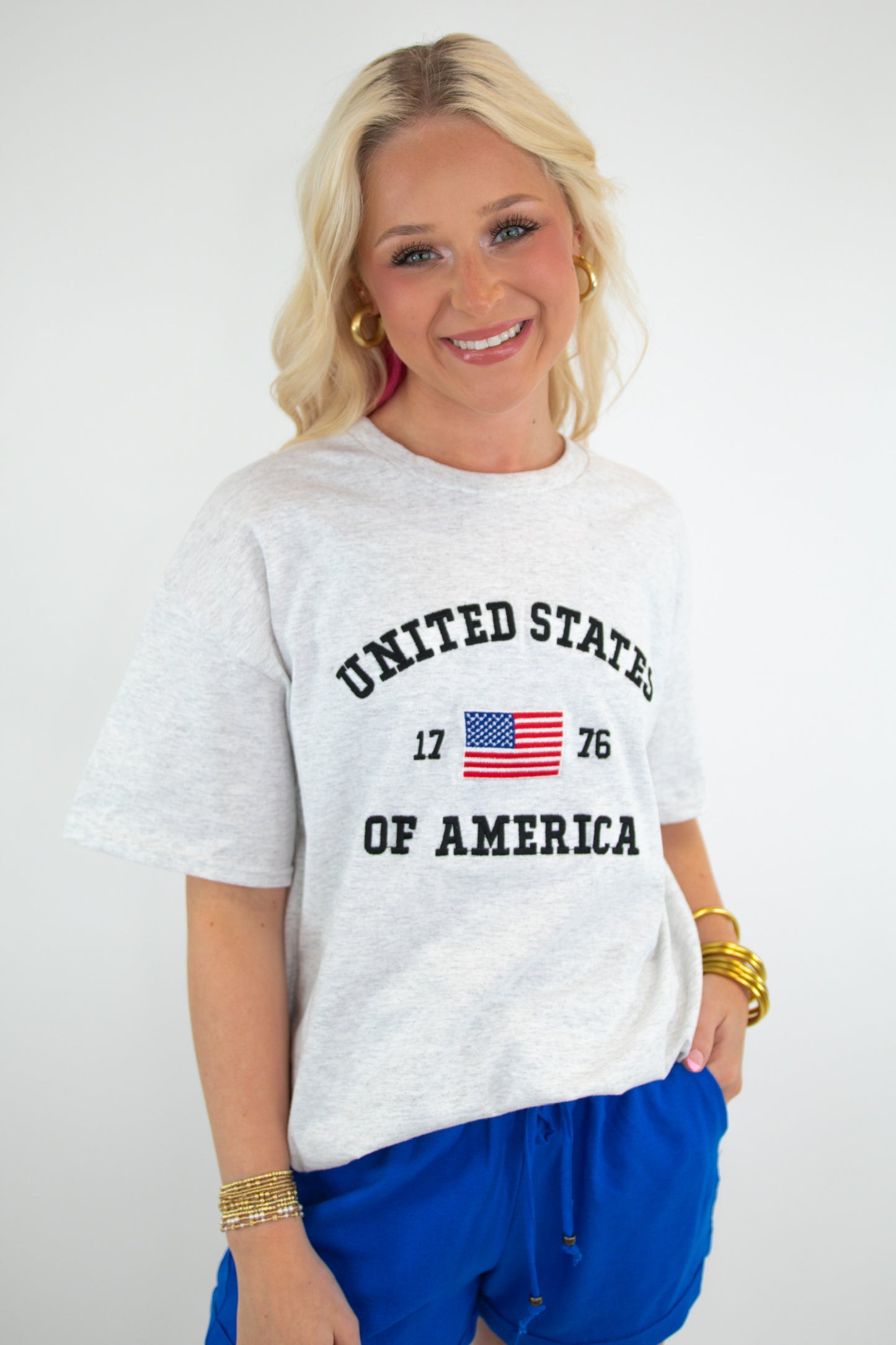 Embroidered USA 1776 Graphic Tee