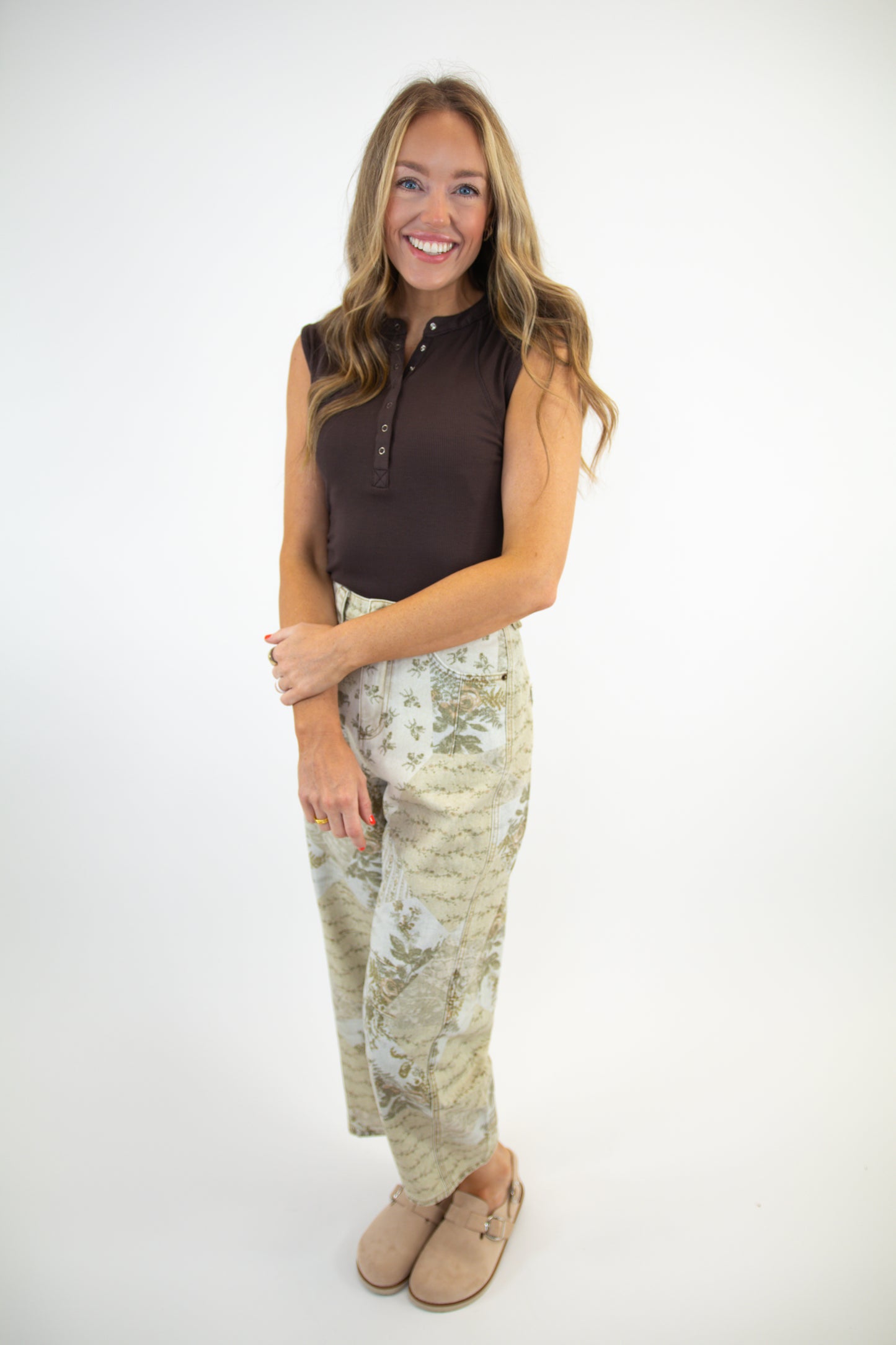 Multi Print Vintage Wash Barrel Jeans
