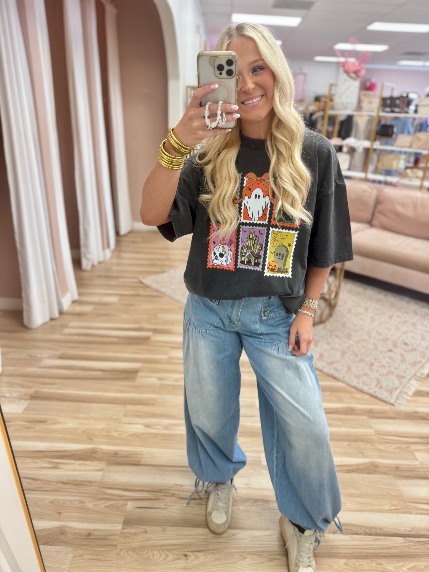 Adjustable Wide Leg Denim Pants