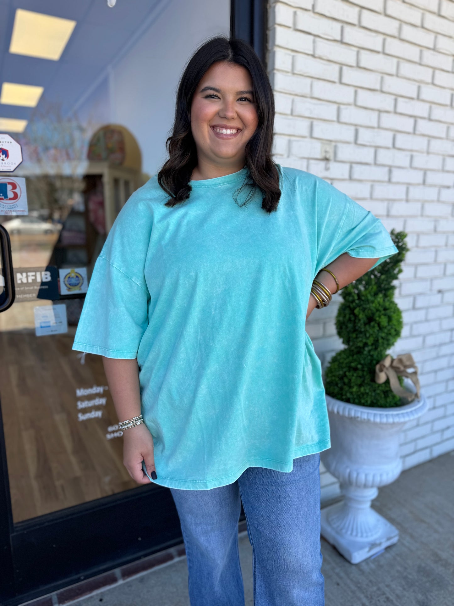 Acid Wash Boyfriend Tee- Curvy