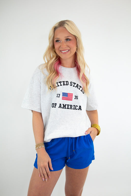 Embroidered USA 1776 Graphic Tee