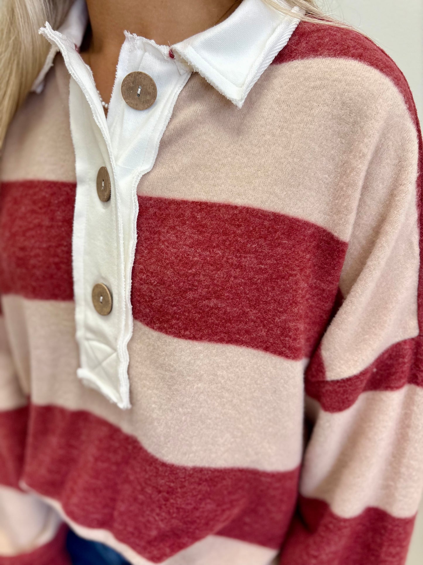 The Cranberry Stripe Pullover
