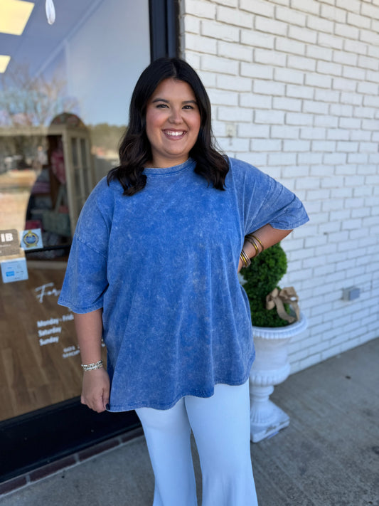 Acid Wash Boyfriend Tee- Curvy