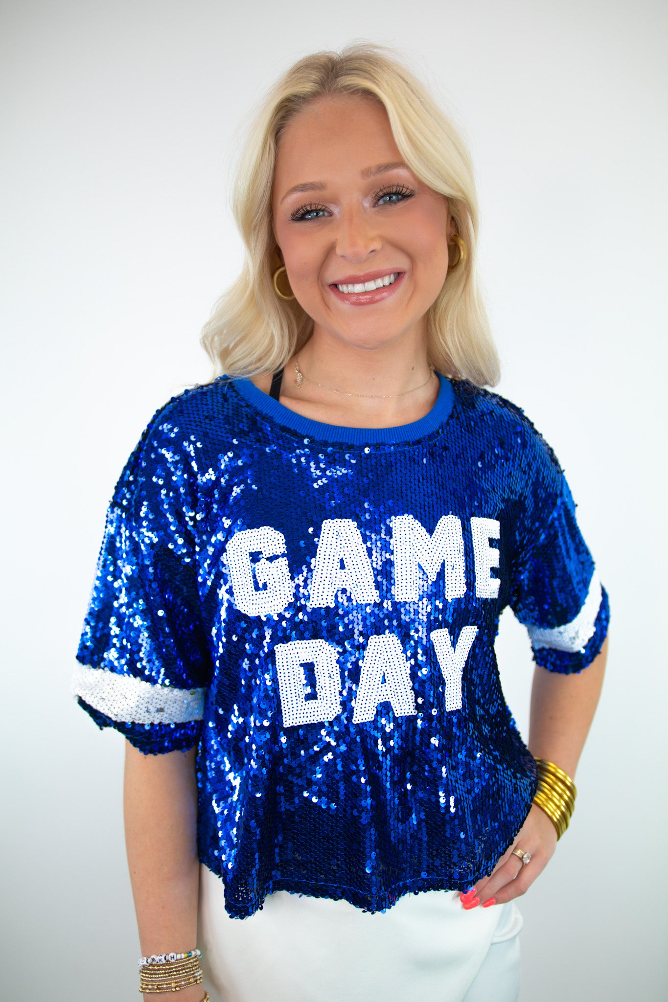 Royal Blue Sequin Game Day Jersey
