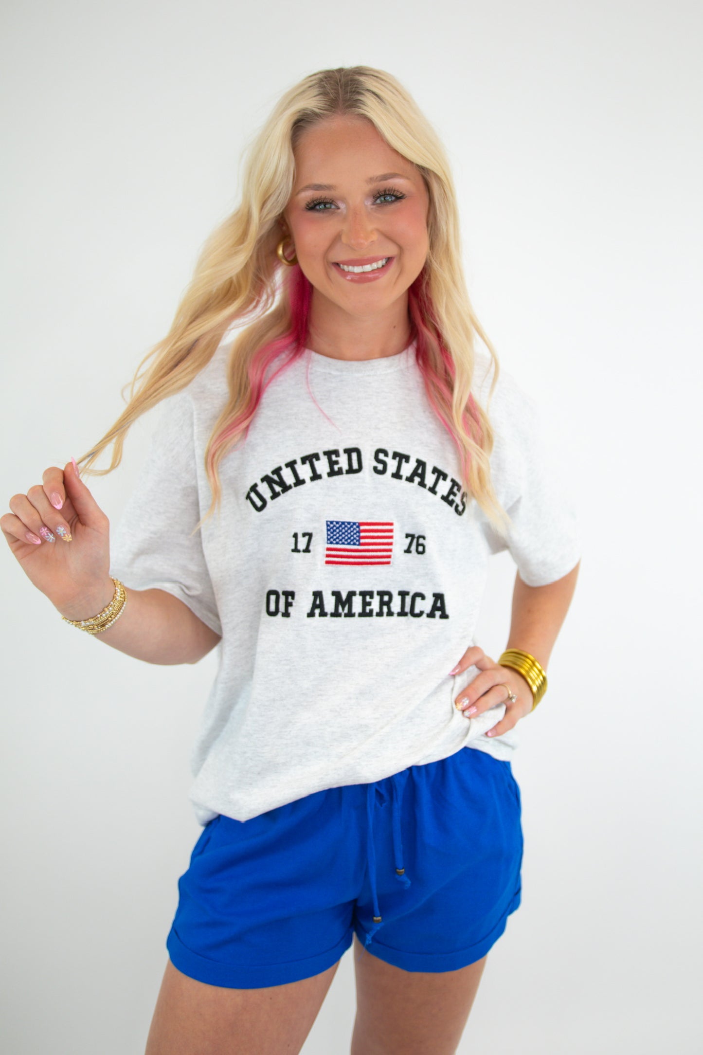 Embroidered USA 1776 Graphic Tee