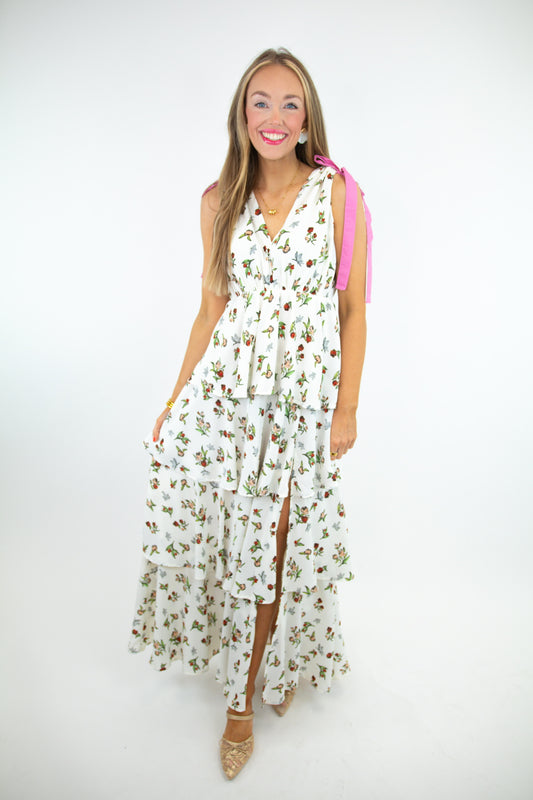 Ivory Print Tiered Dress