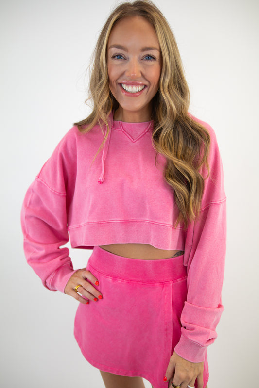 Pink Mineral Wash A-Line Skort