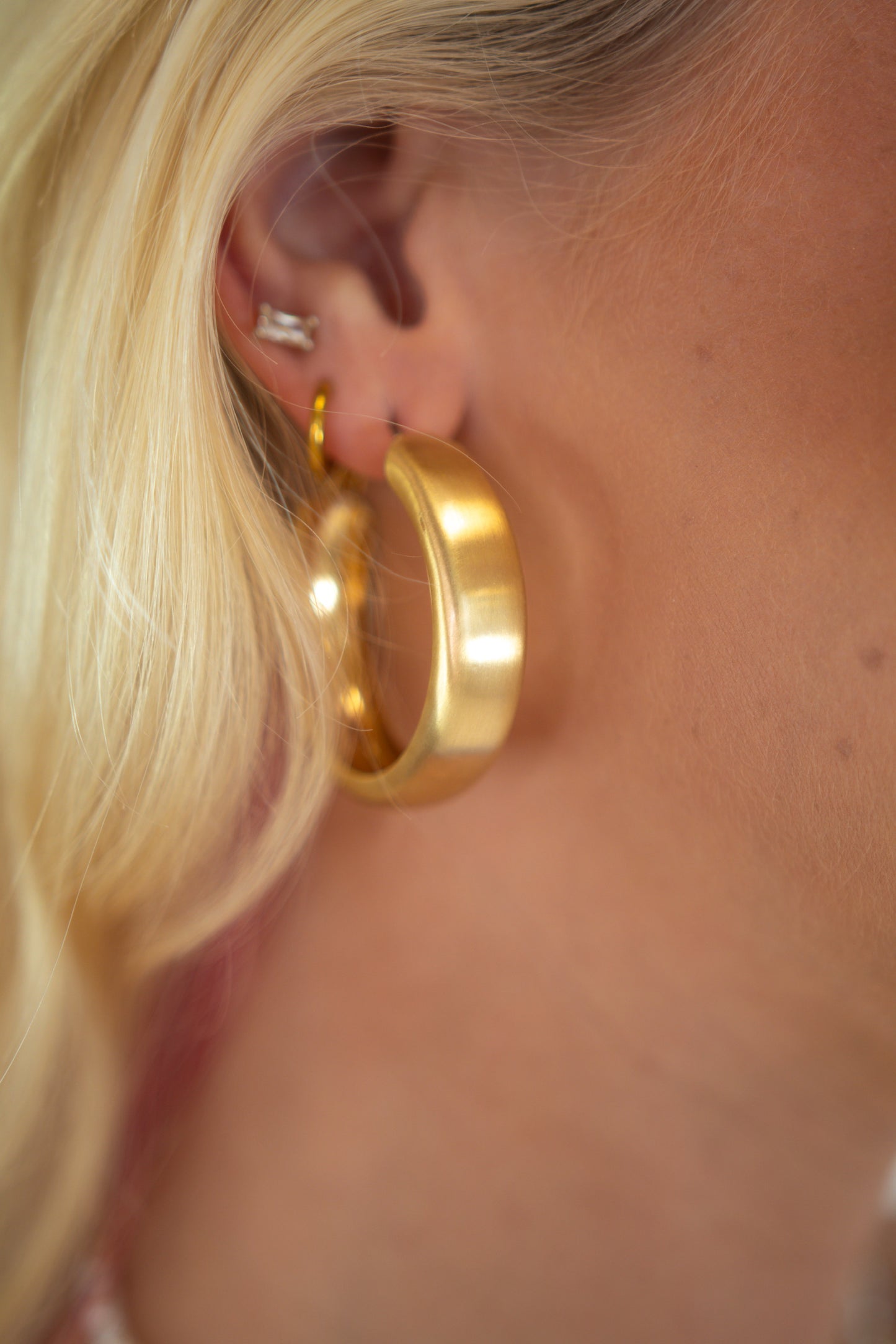 Classic Wide Brushed Gold Hoops
