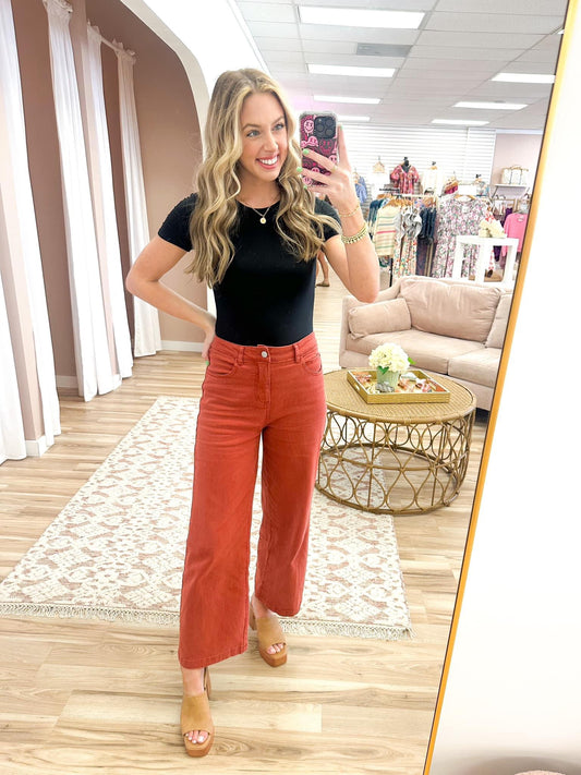 Rust Wide Leg Jeans