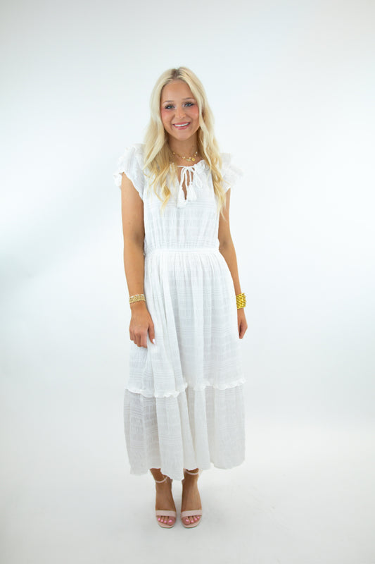 Ivory Ruffle Sleeve Dress