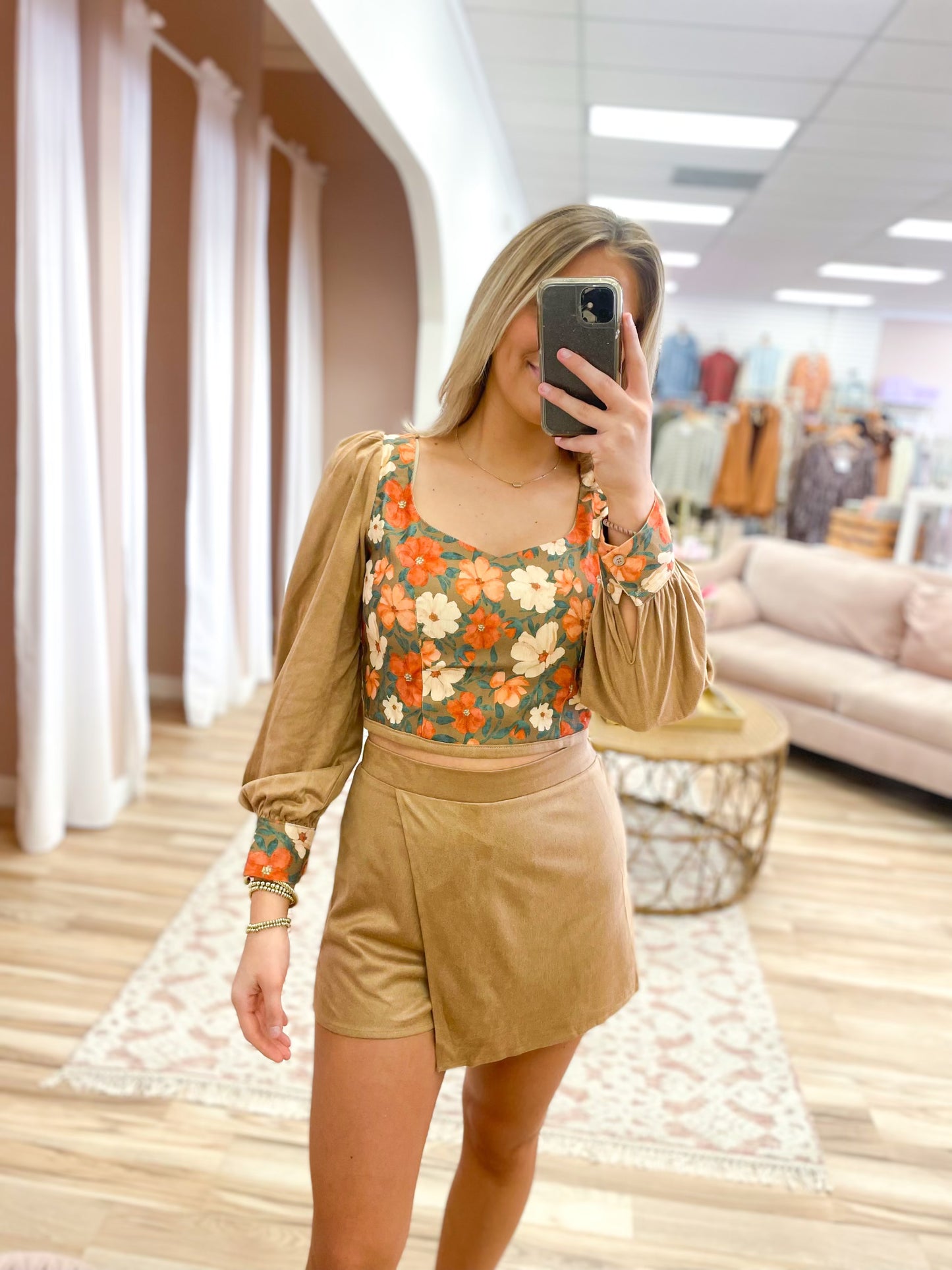 Taupe Suede Skort