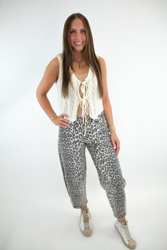 Cream Crochet Tie Vest