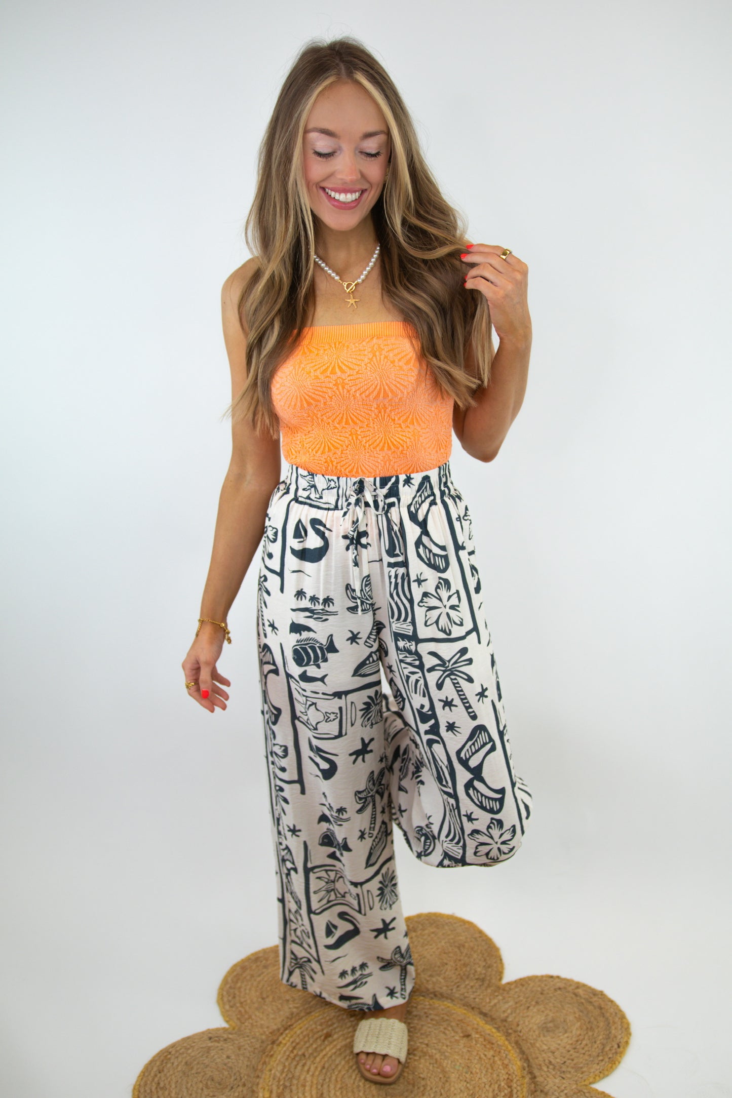 Charcoal Beachy Print Pants