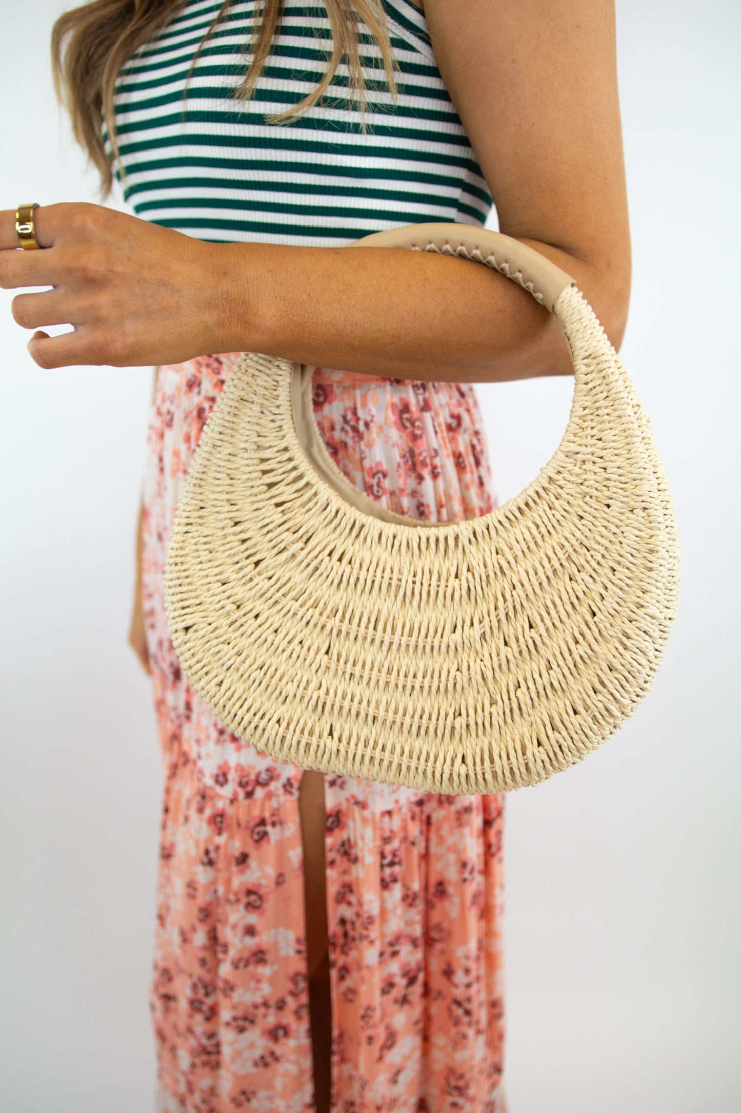 Natural Woven Straw Beach Bag