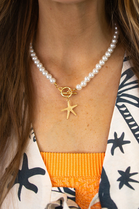 Pearl Clasp Starfish Necklace